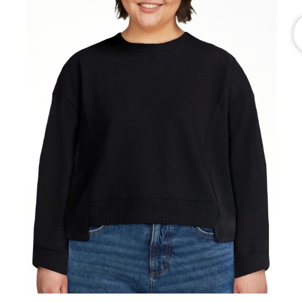 lime and Tru Women's Ribbed Panel Sweatshirt with Long Sleeves, Size XXL (20)